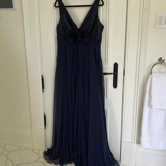 Teri Jon long dress. Size 16 blue taffeta top and chiffon bottom. - Picture 1 of 8